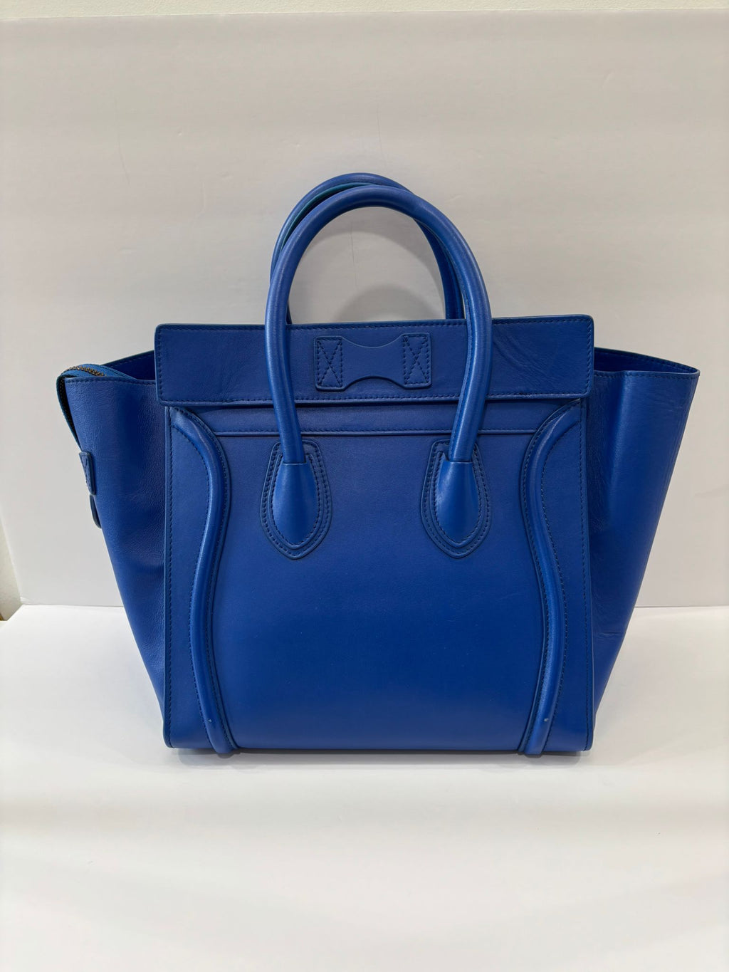CÉLINE DRUMMED CALFSKIN LEATHER NANO LUGGAGE BAG