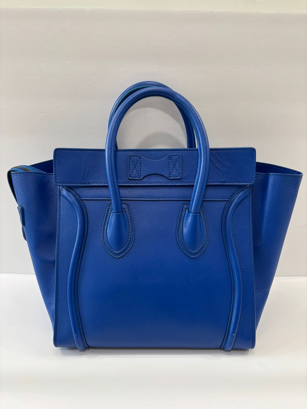 CÉLINE DRUMMED CALFSKIN LEATHER NANO LUGGAGE BAG