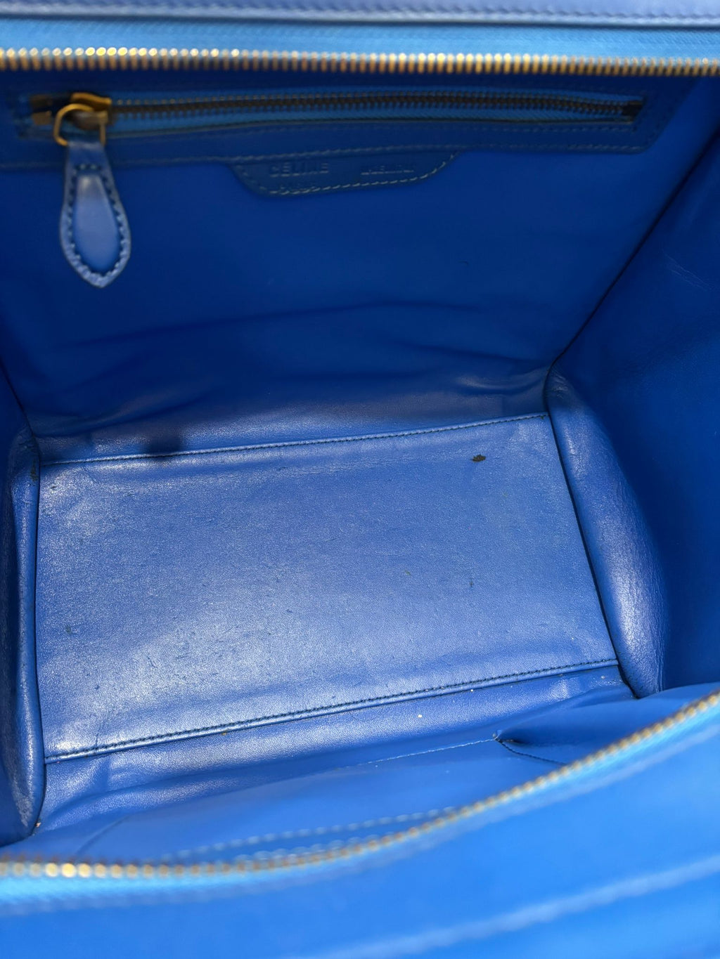 CÉLINE DRUMMED CALFSKIN LEATHER NANO LUGGAGE BAG