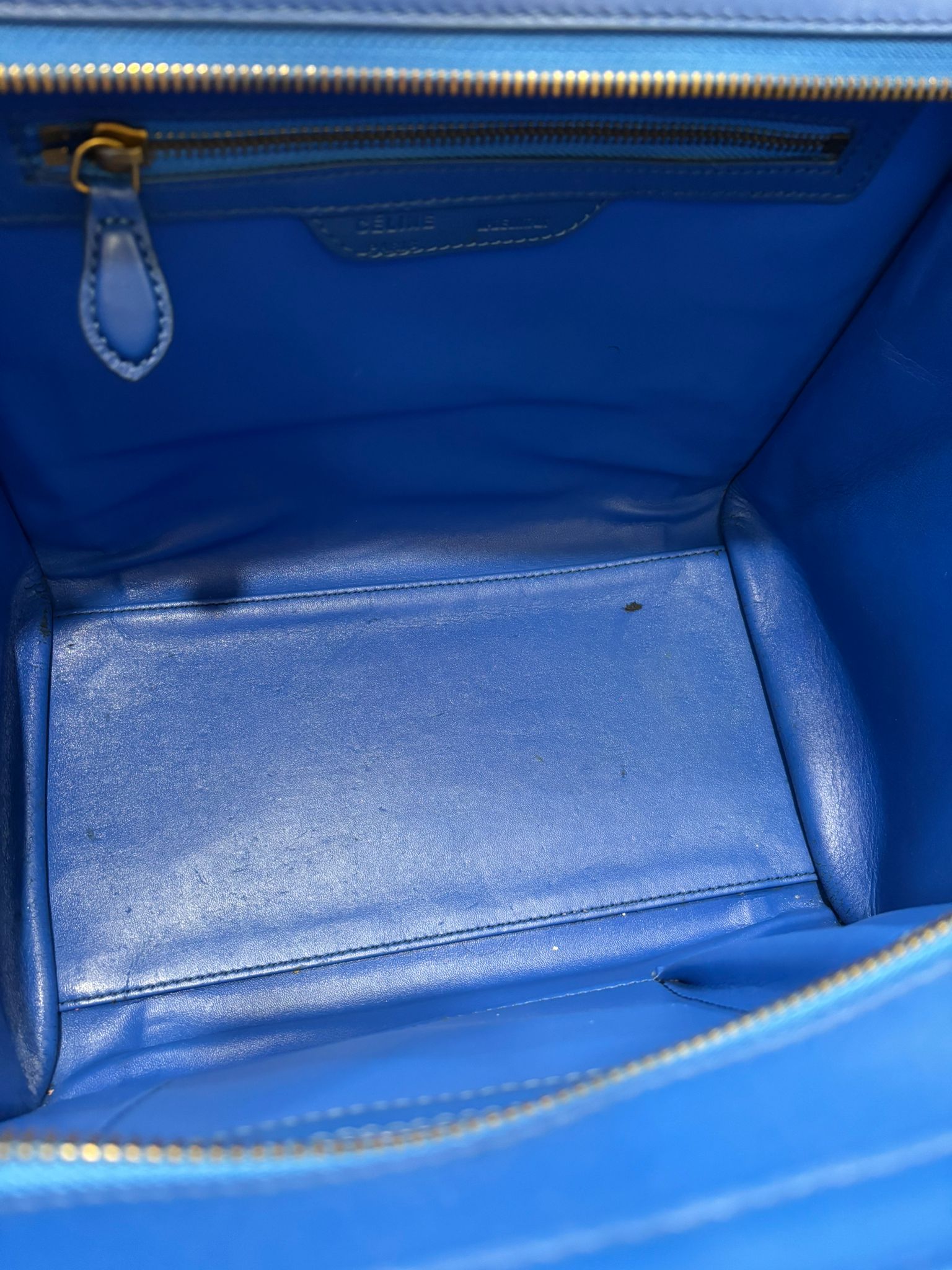 CÉLINE DRUMMED CALFSKIN LEATHER NANO LUGGAGE BAG