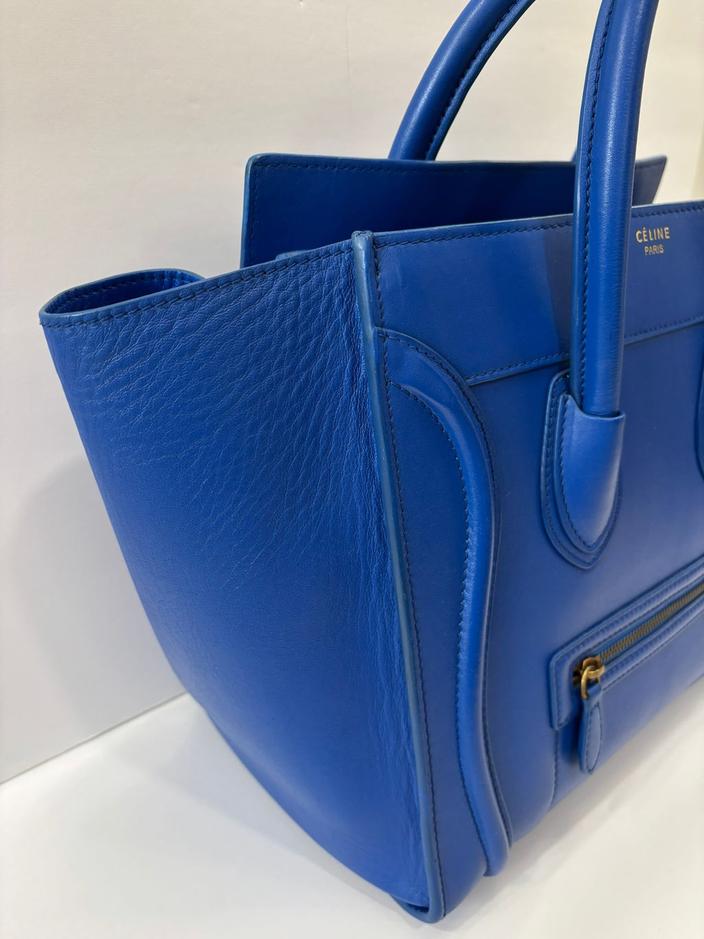 CÉLINE DRUMMED CALFSKIN LEATHER NANO LUGGAGE BAG