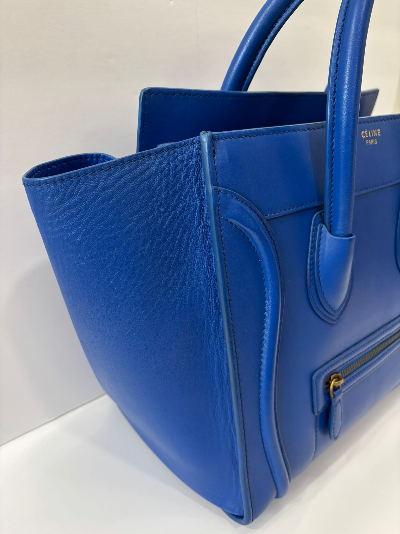 CÉLINE DRUMMED CALFSKIN LEATHER NANO LUGGAGE BAG