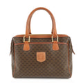CÉLINE MACADAM COATED CANVAS & LEATHER BOSTON HANDBAG
