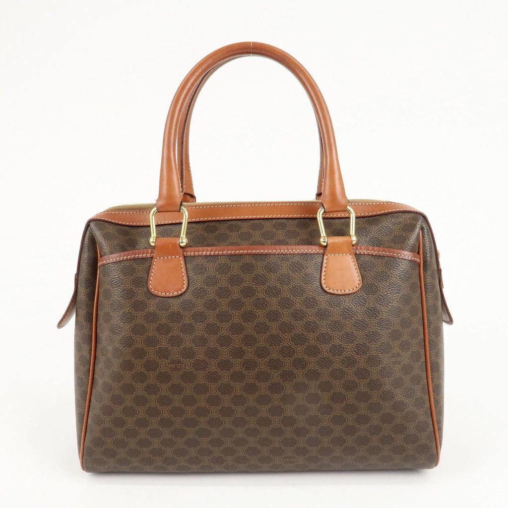 CÉLINE MACADAM COATED CANVAS & LEATHER BOSTON HANDBAG