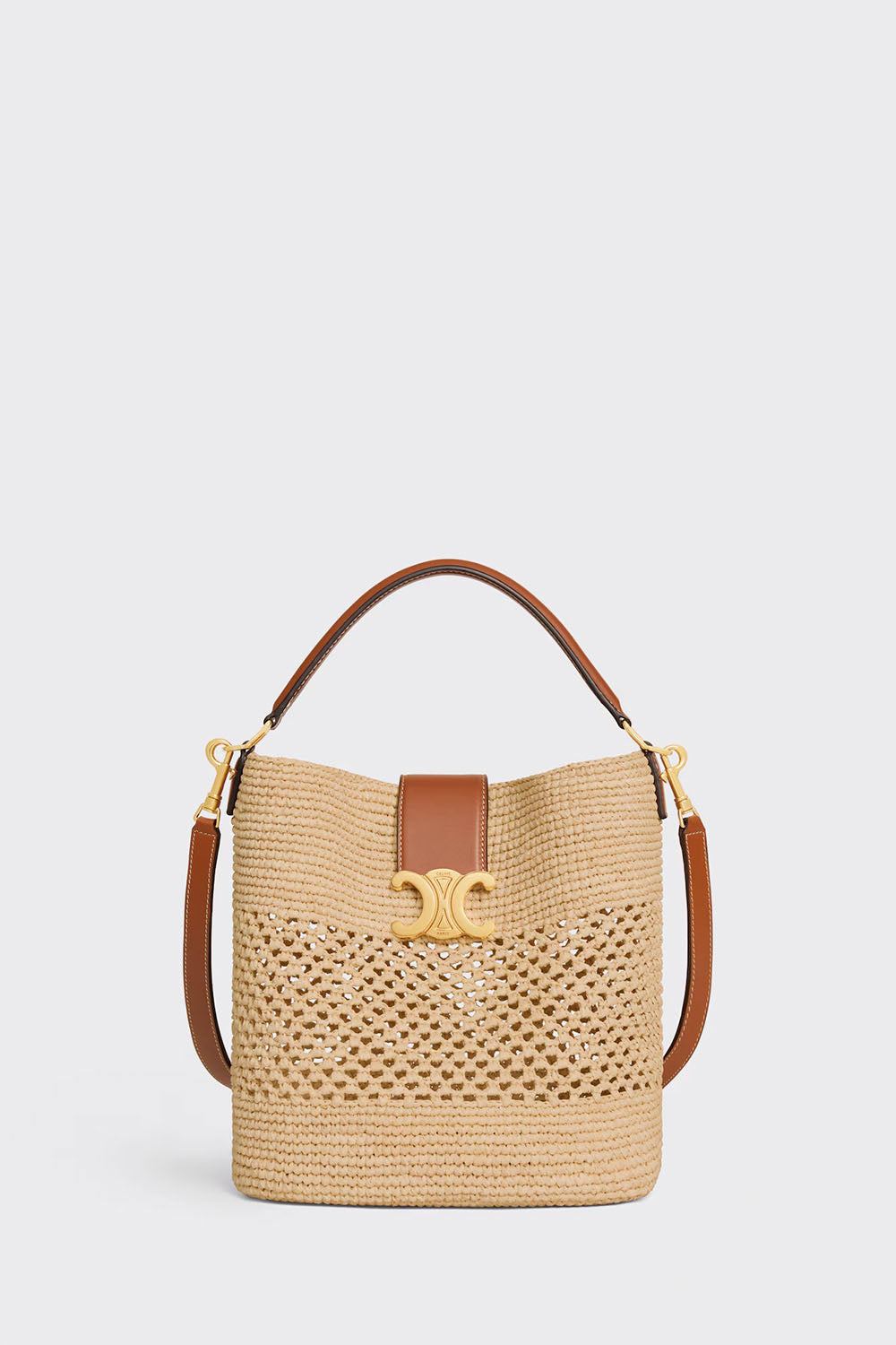 Medium Louise Bucket In Raffia And Calfskin