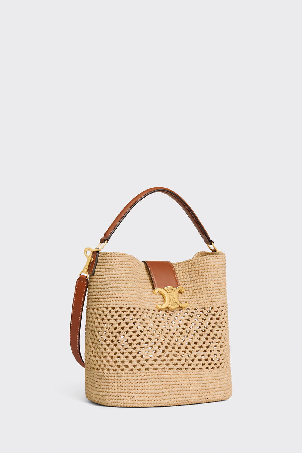 Medium Louise Bucket In Raffia And Calfskin