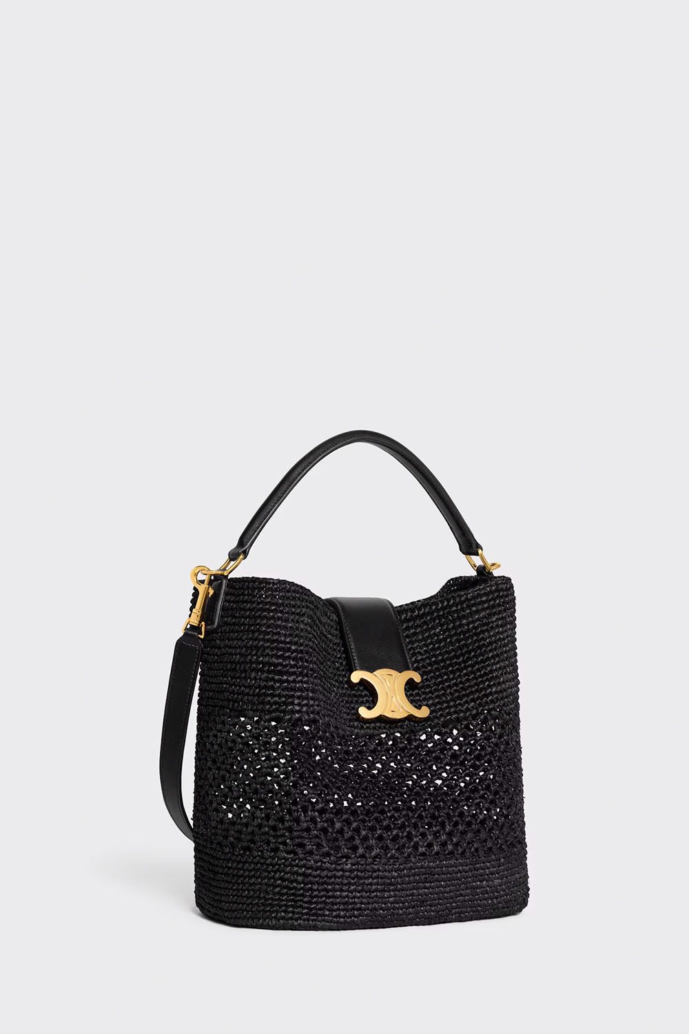 Medium Louise Bucket In Raffia And Calfskin