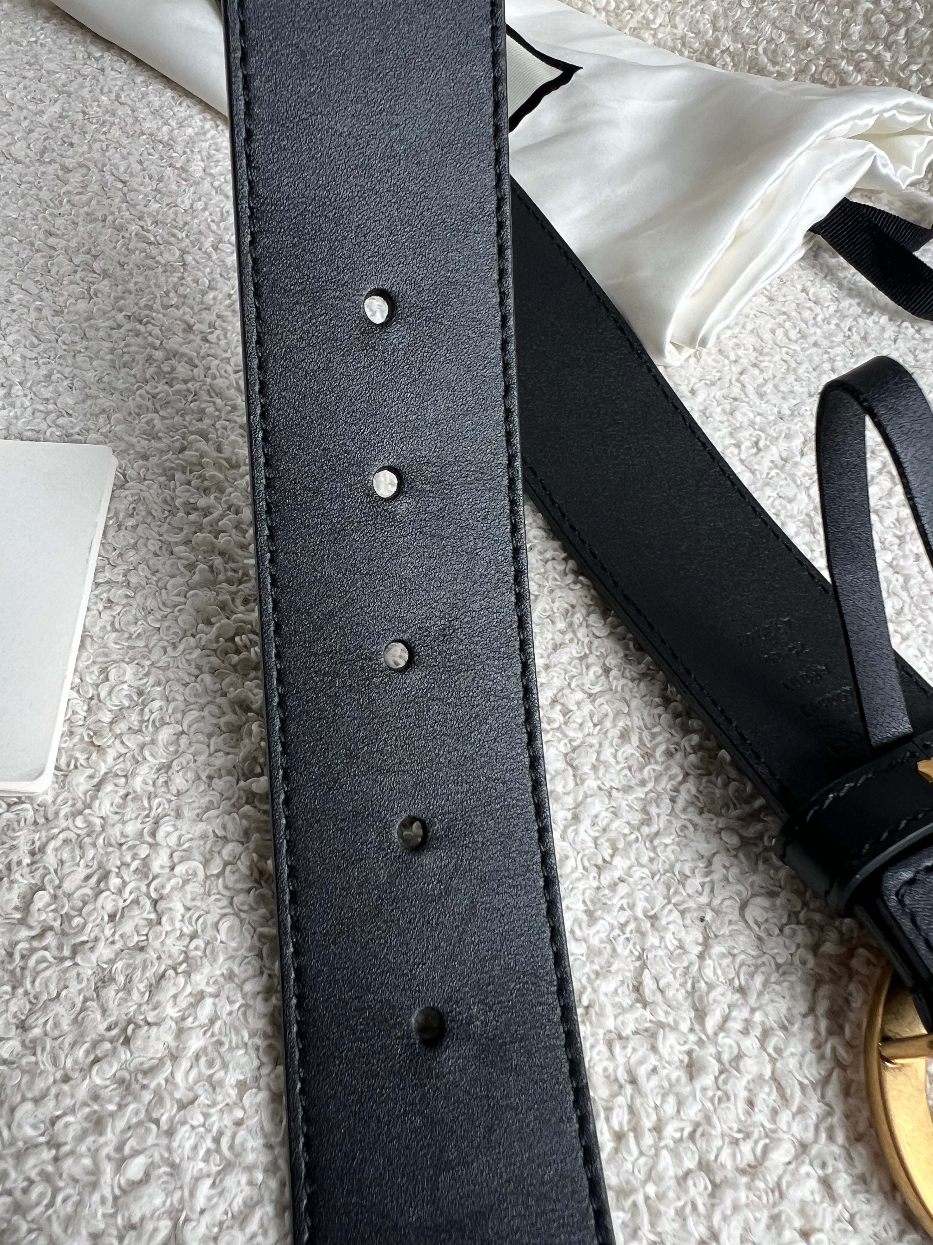 Gucci GG Marmont Black Wide Leather Belt with Shiny Gold Buckle (RRP £410)