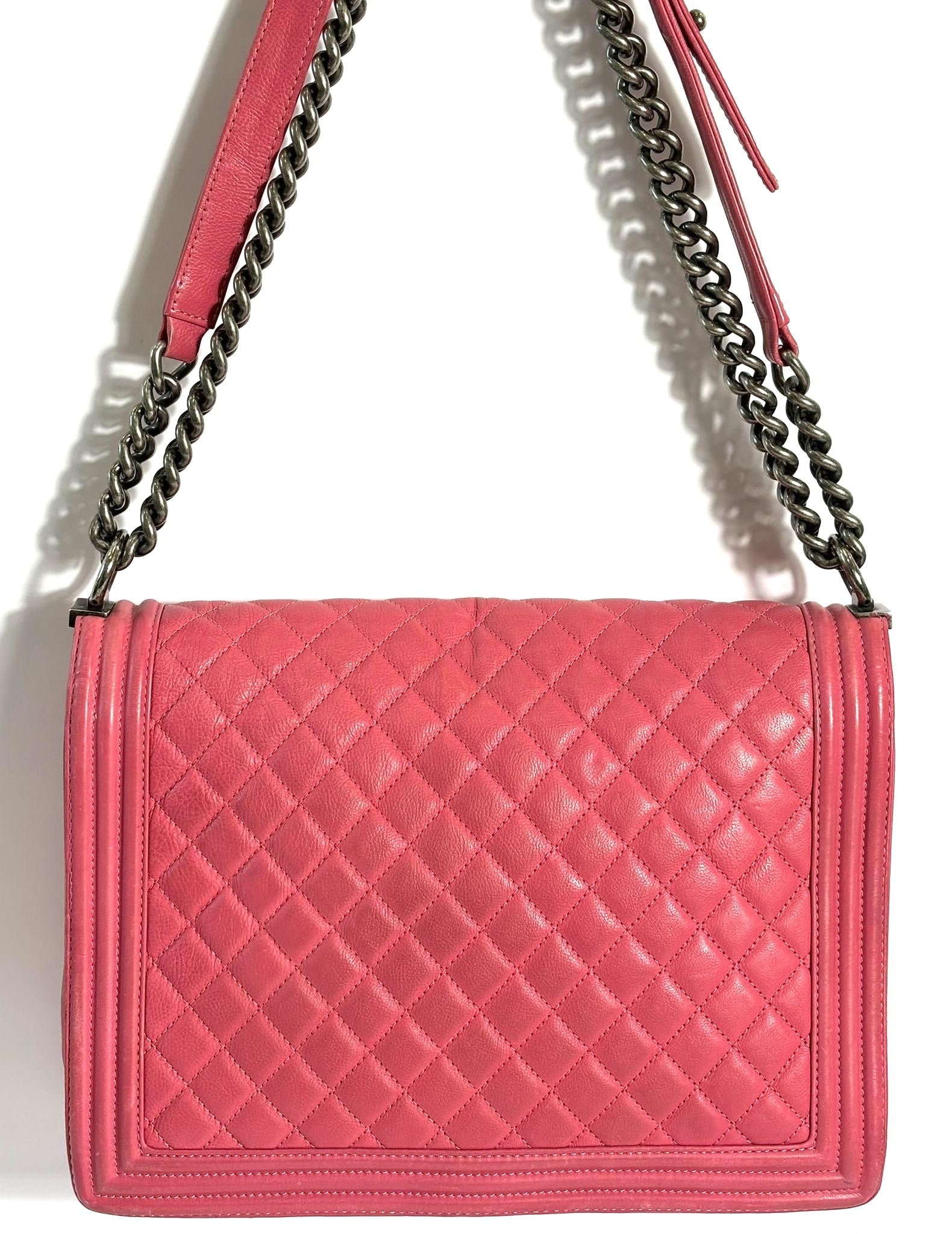 CHANEL CALFSKIN QUILTED LARGE BOY FLAP BAG