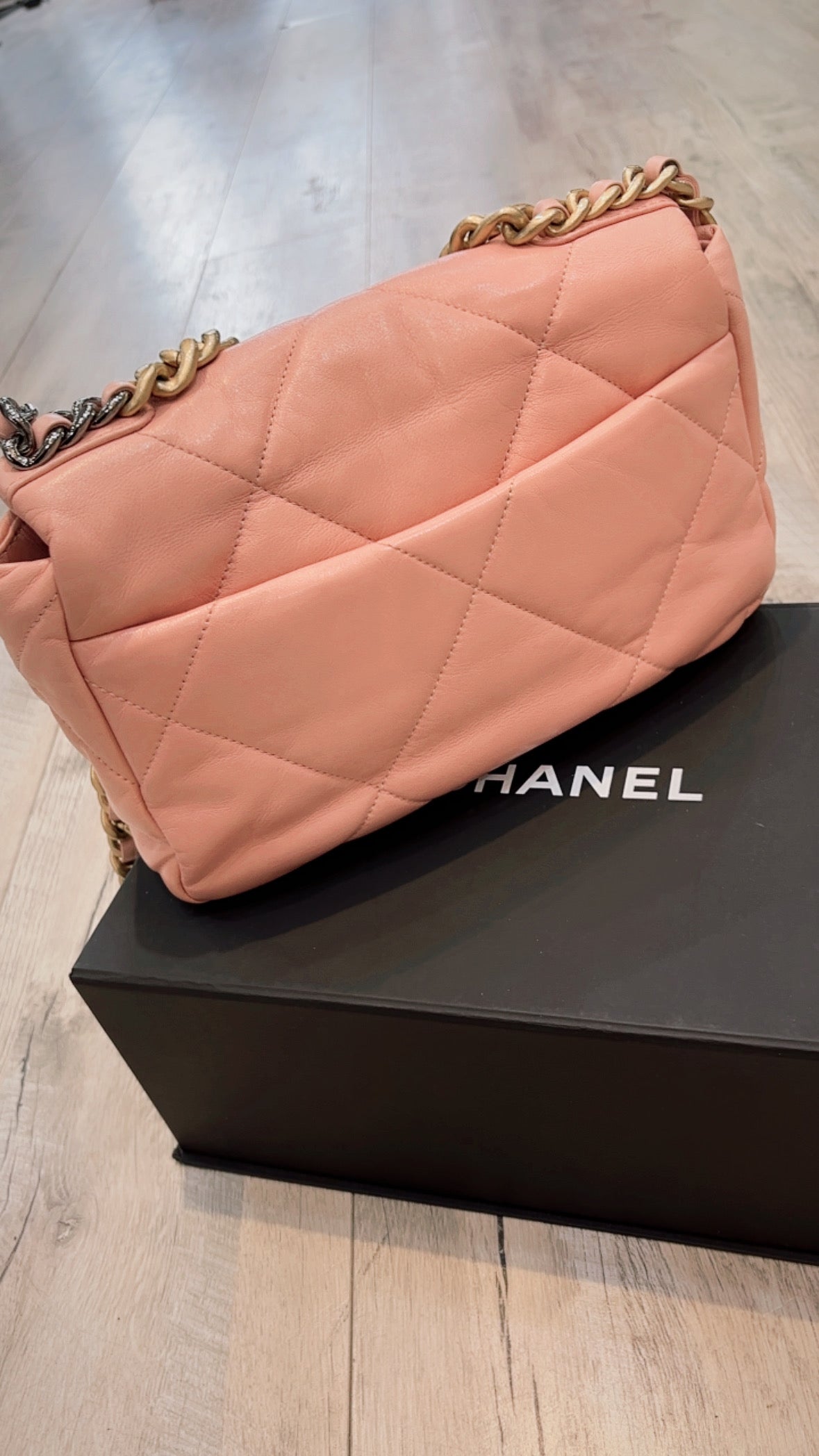 CHANEL QUILTED LAMBSKIN SMALL CHANEL 19 FLAP BAG