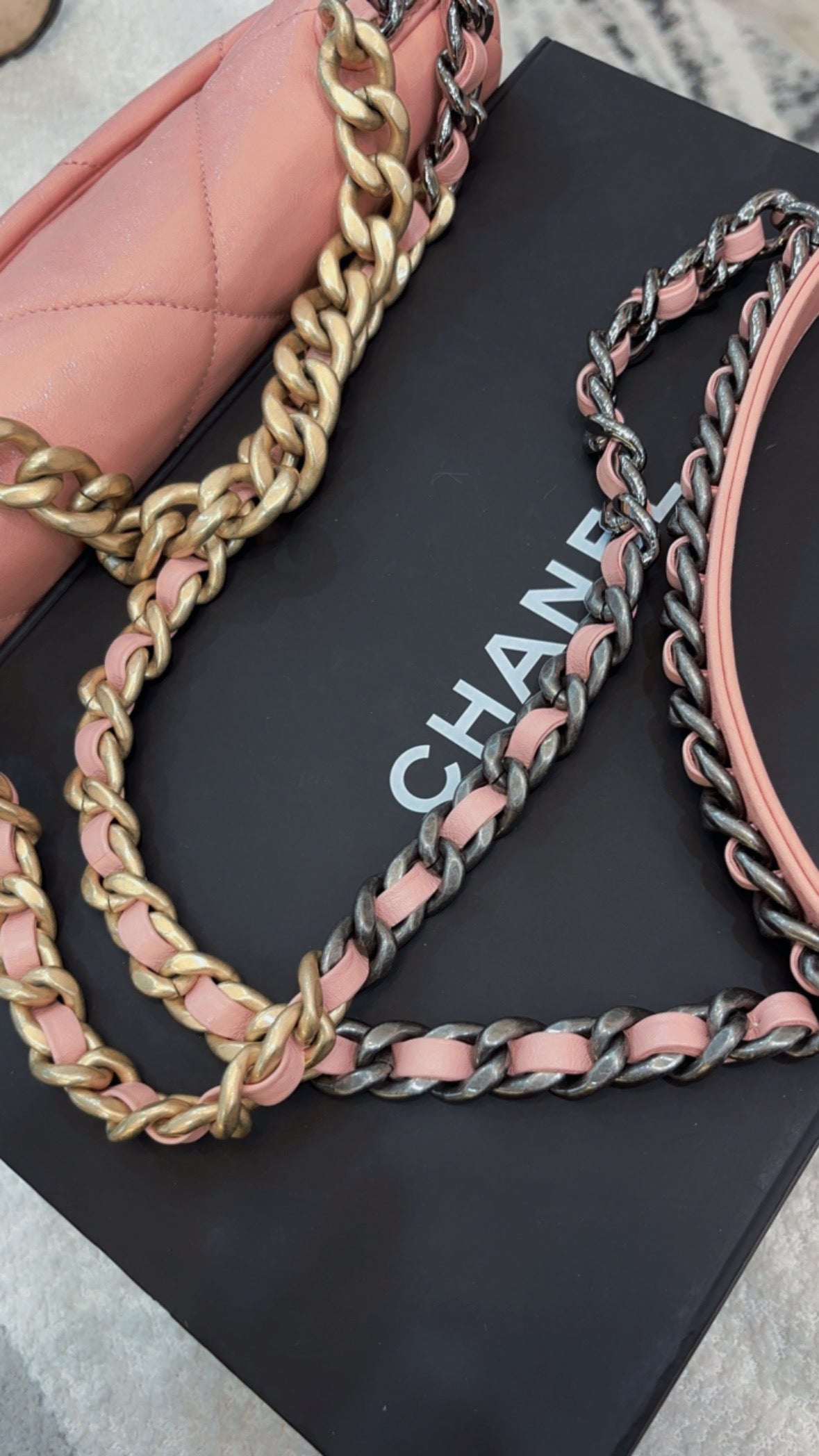 CHANEL QUILTED LAMBSKIN SMALL CHANEL 19 FLAP BAG