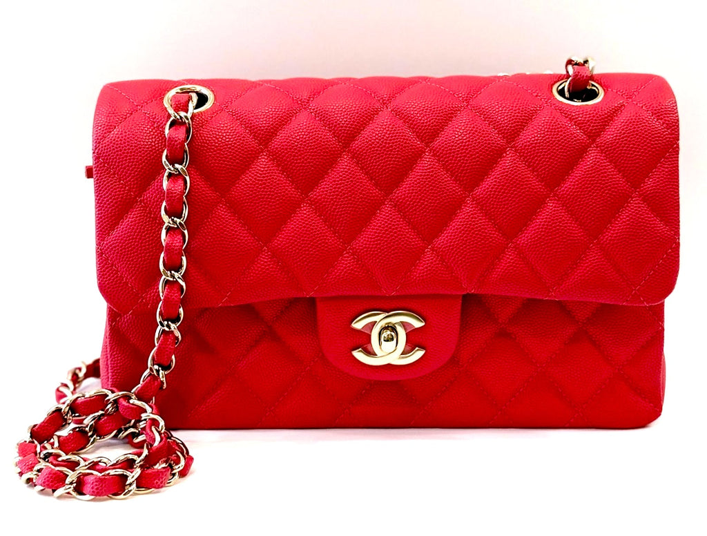CHANEL 19B CAVIAR LEATHER SMALL CLASSIC DOUBLE FLAP BAG