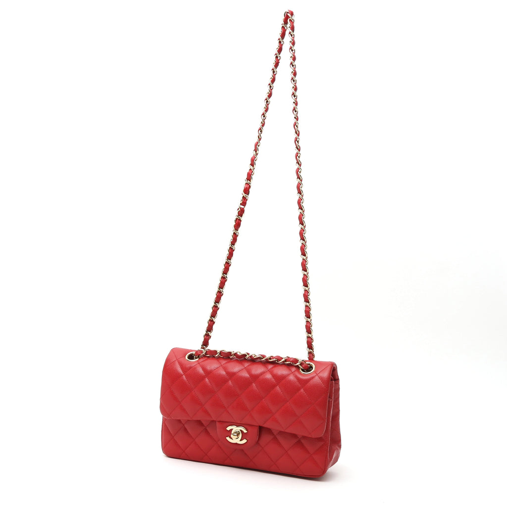 CHANEL 19B CAVIAR LEATHER SMALL CLASSIC DOUBLE FLAP BAG