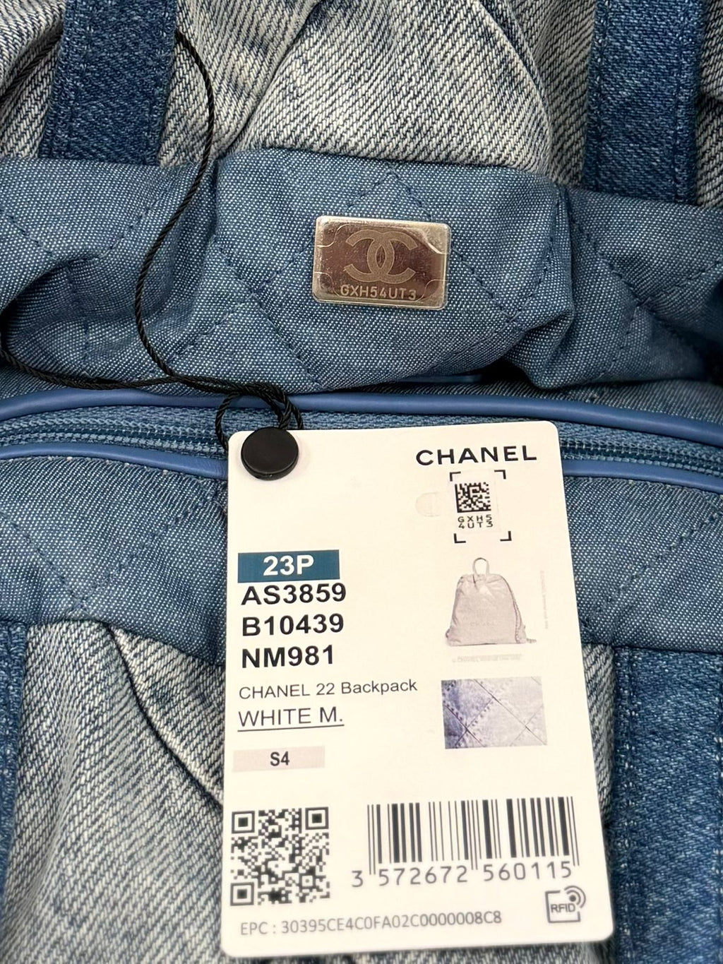 CHANEL CC 22 QUILTED DENIM BACKPACK
