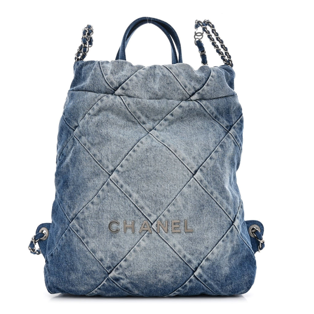 CHANEL CC 22 QUILTED DENIM BACKPACK