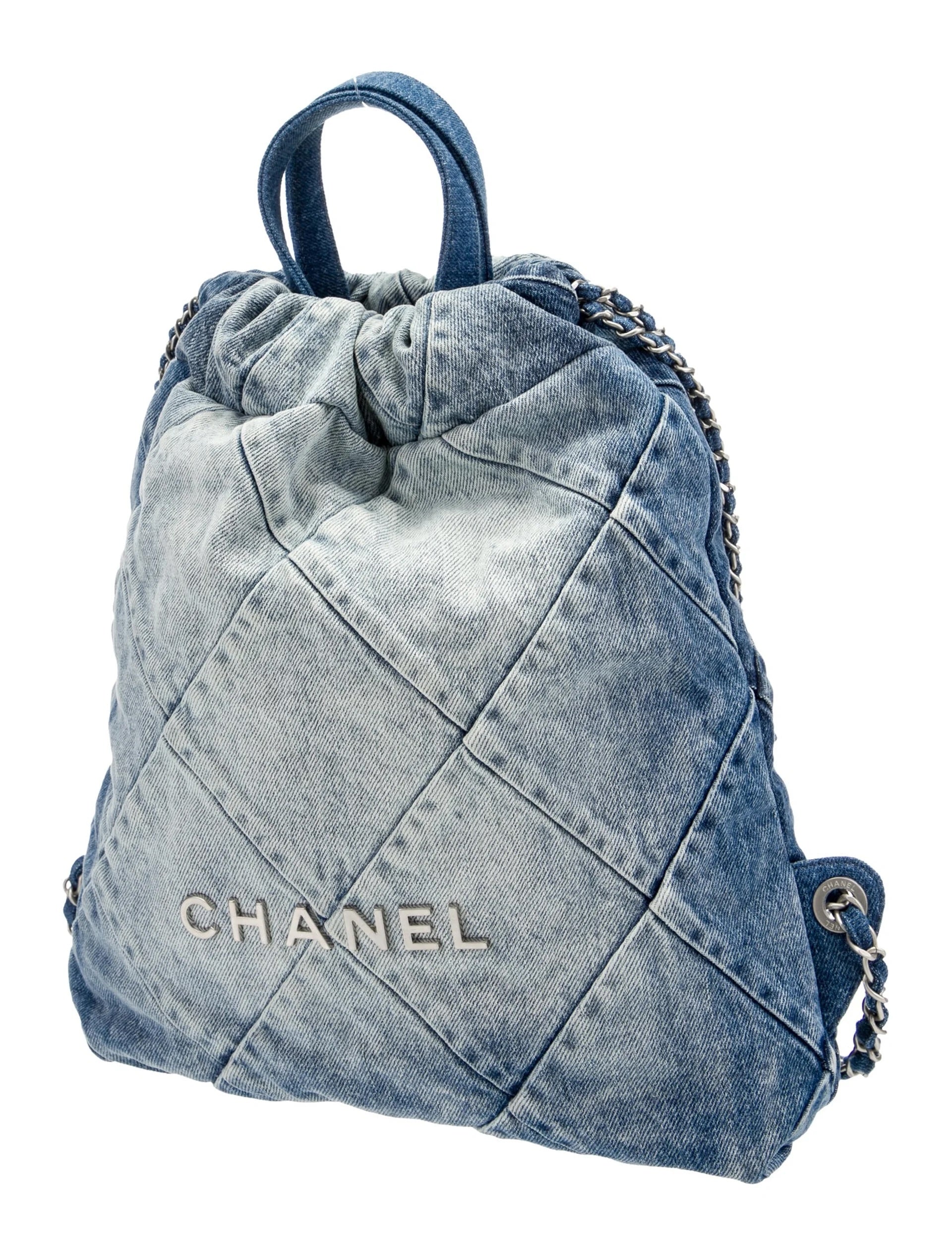 CHANEL CC 22 QUILTED DENIM BACKPACK
