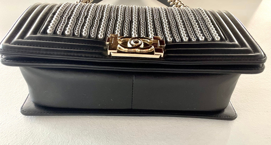CHANEL CALFSKIN MEDIUM PEARL BOY BAG