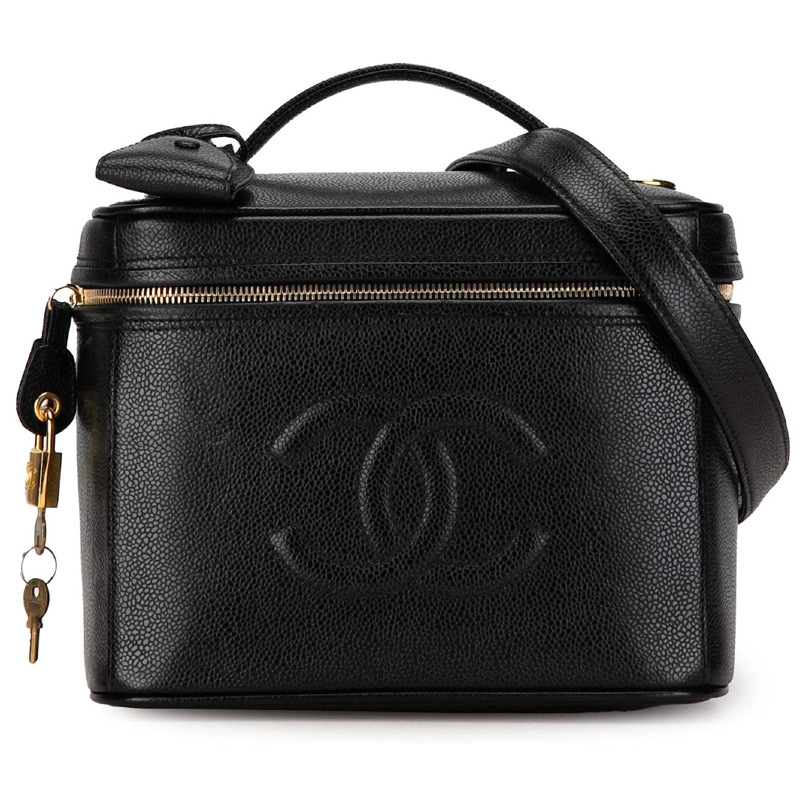 CHANEL CC CAVIAR LEATHER 2WAY VINTAGE VANITY BAG