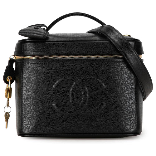 CHANEL CC CAVIAR LEATHER 2WAY VINTAGE VANITY BAG