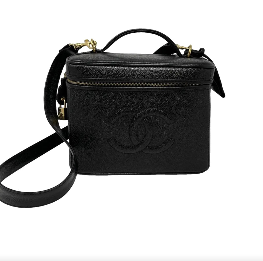 CHANEL CC CAVIAR LEATHER 2WAY VINTAGE VANITY BAG