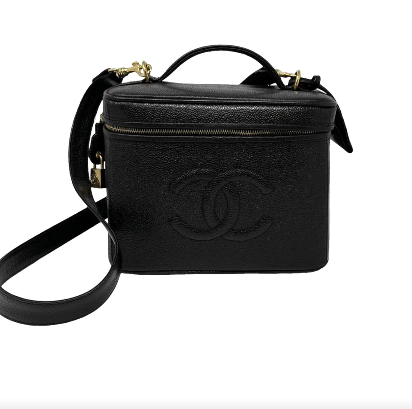 CHANEL CC CAVIAR LEATHER 2WAY VINTAGE VANITY BAG