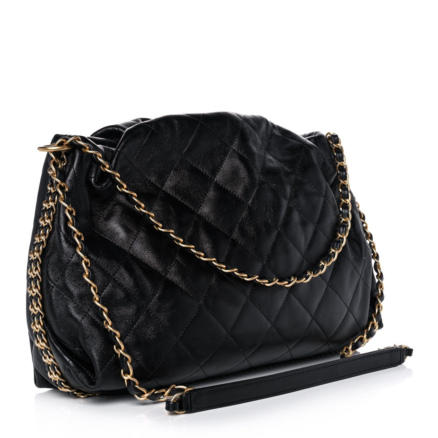 CHANEL QUILTED CALFSKIN DOUBLE CHAIN COCO SHELTER HOBO BAG