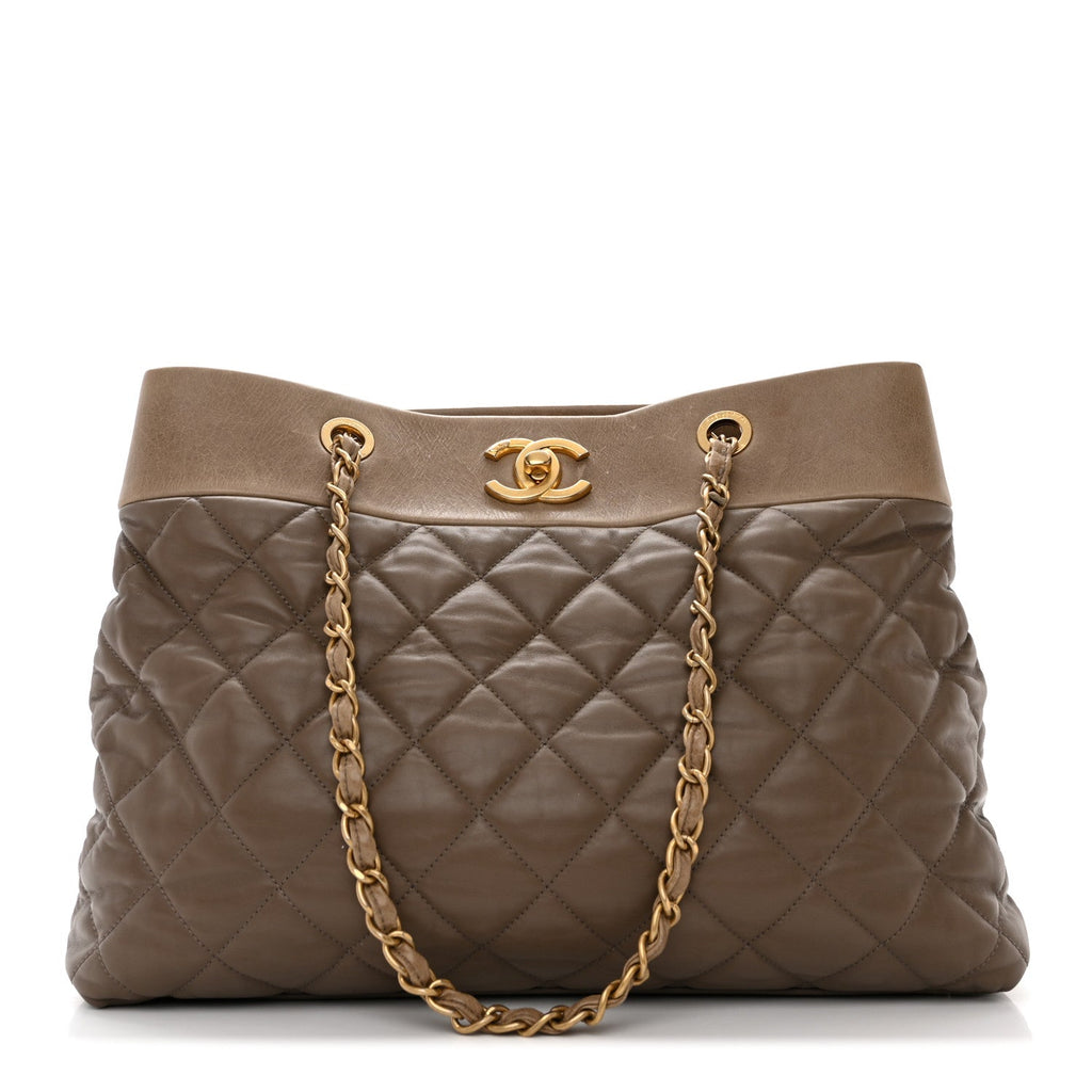 CHANEL QUILTED CALFSKIN LEATHER LARGE SOFT ELEGANCE TOTE BAG-HS