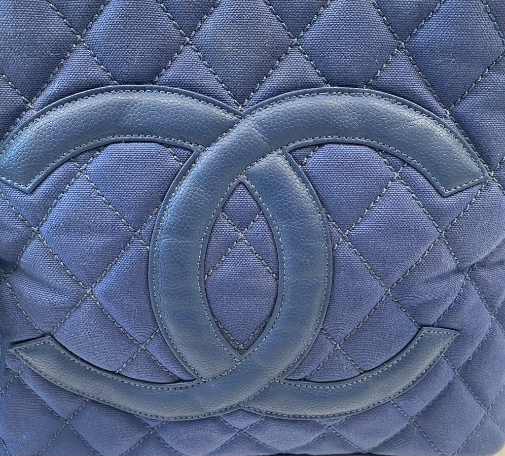CHANEL QUILTED CANVAS CAVIAR TASSEL TOTE BAG