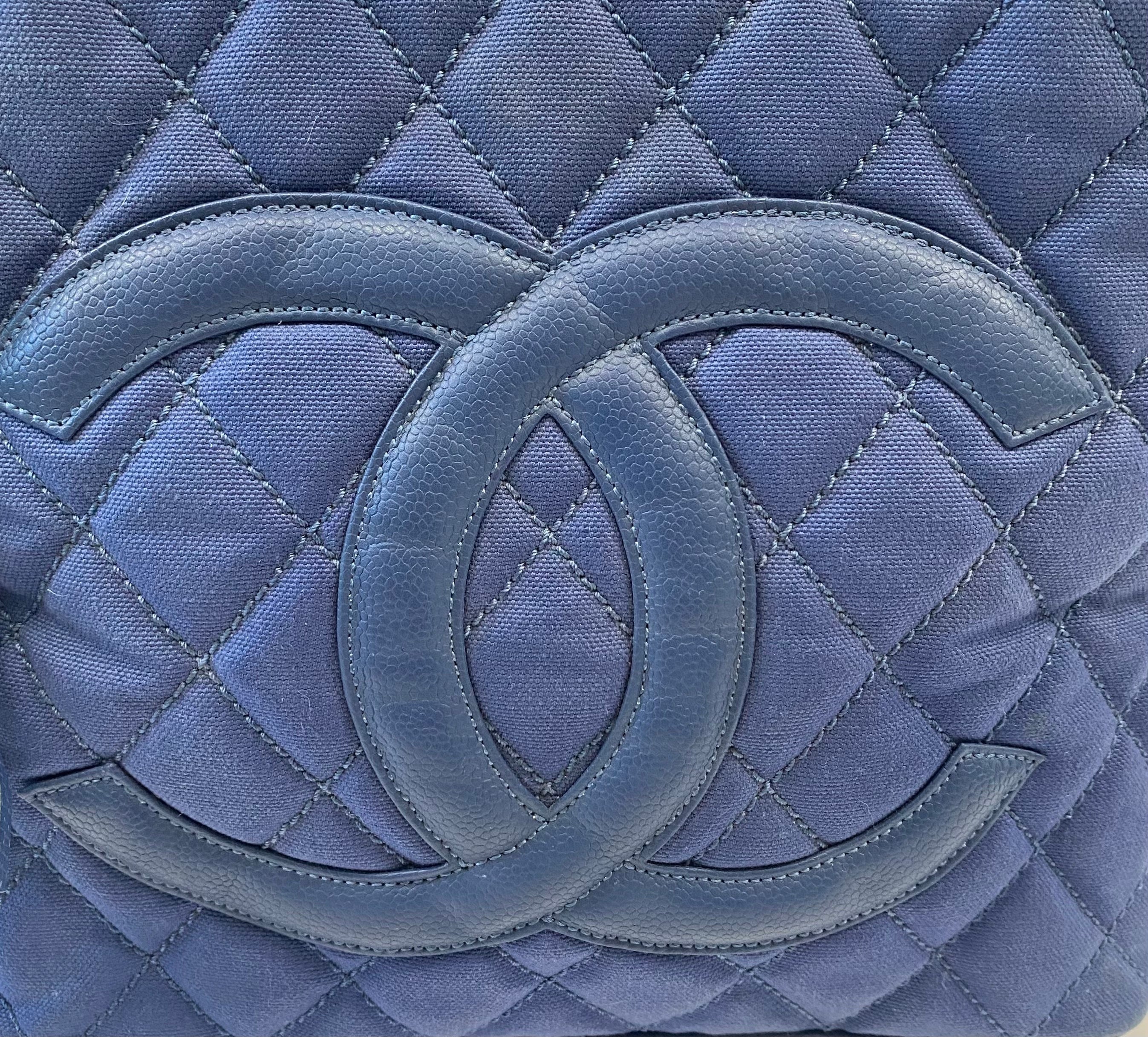 CHANEL QUILTED CANVAS CAVIAR TASSEL TOTE BAG
