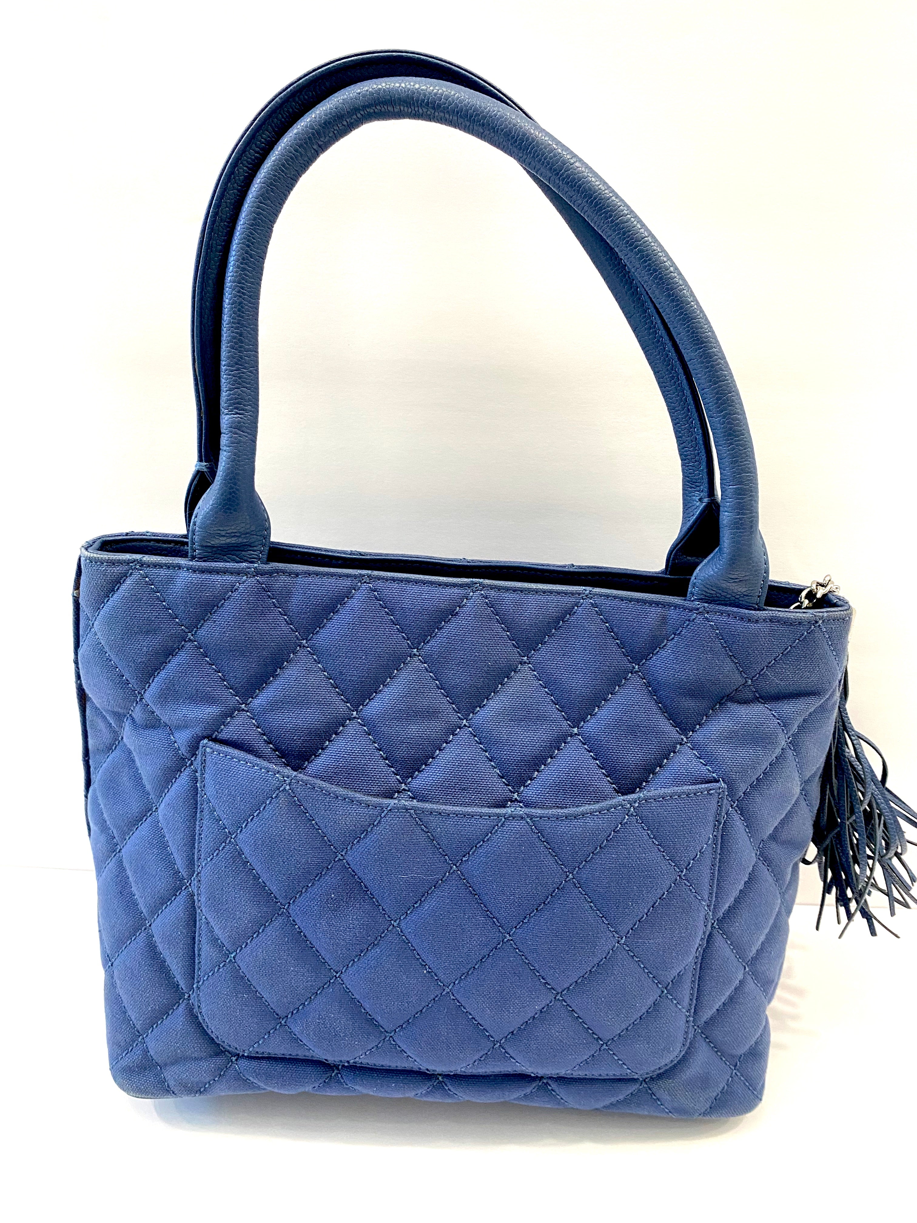CHANEL QUILTED CANVAS CAVIAR TASSEL TOTE BAG