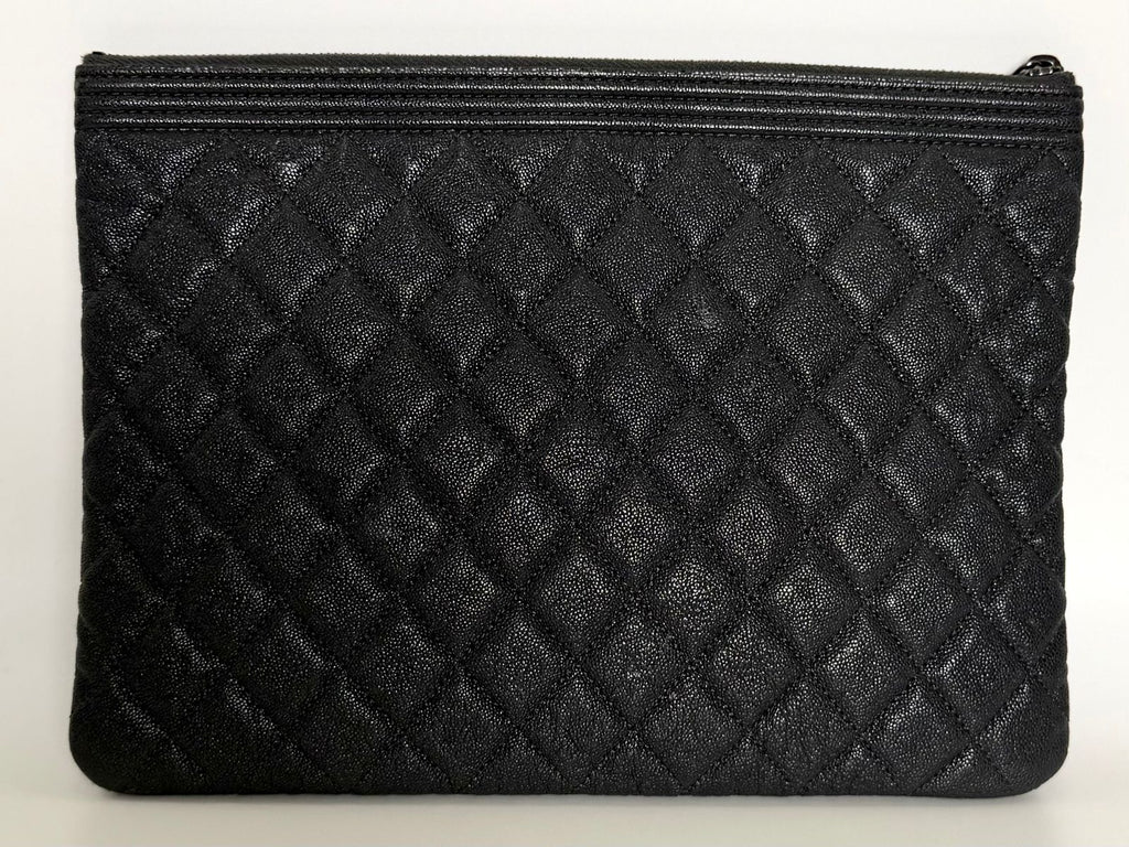 CHANEL CAVIAR QUILTED LEATHER BOY O-CASE CLUTCH BAG