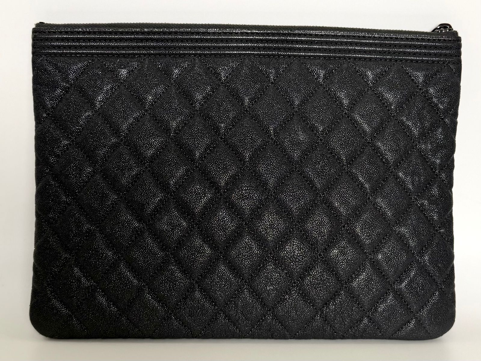 CHANEL CAVIAR QUILTED LEATHER BOY O-CASE CLUTCH BAG