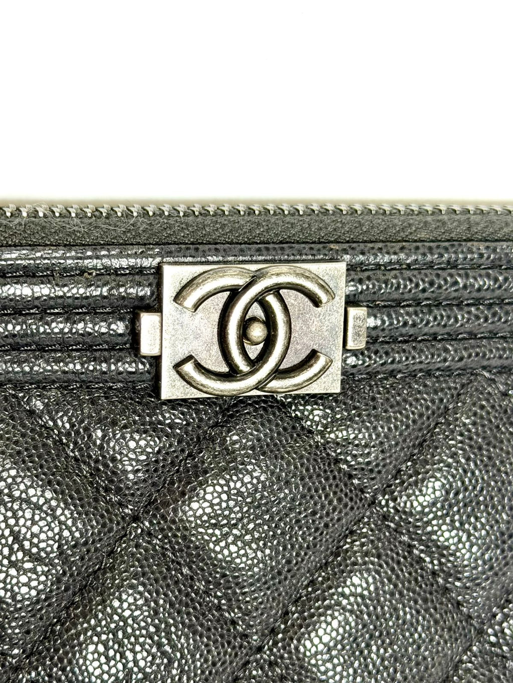CHANEL CAVIAR QUILTED LEATHER BOY O-CASE CLUTCH BAG