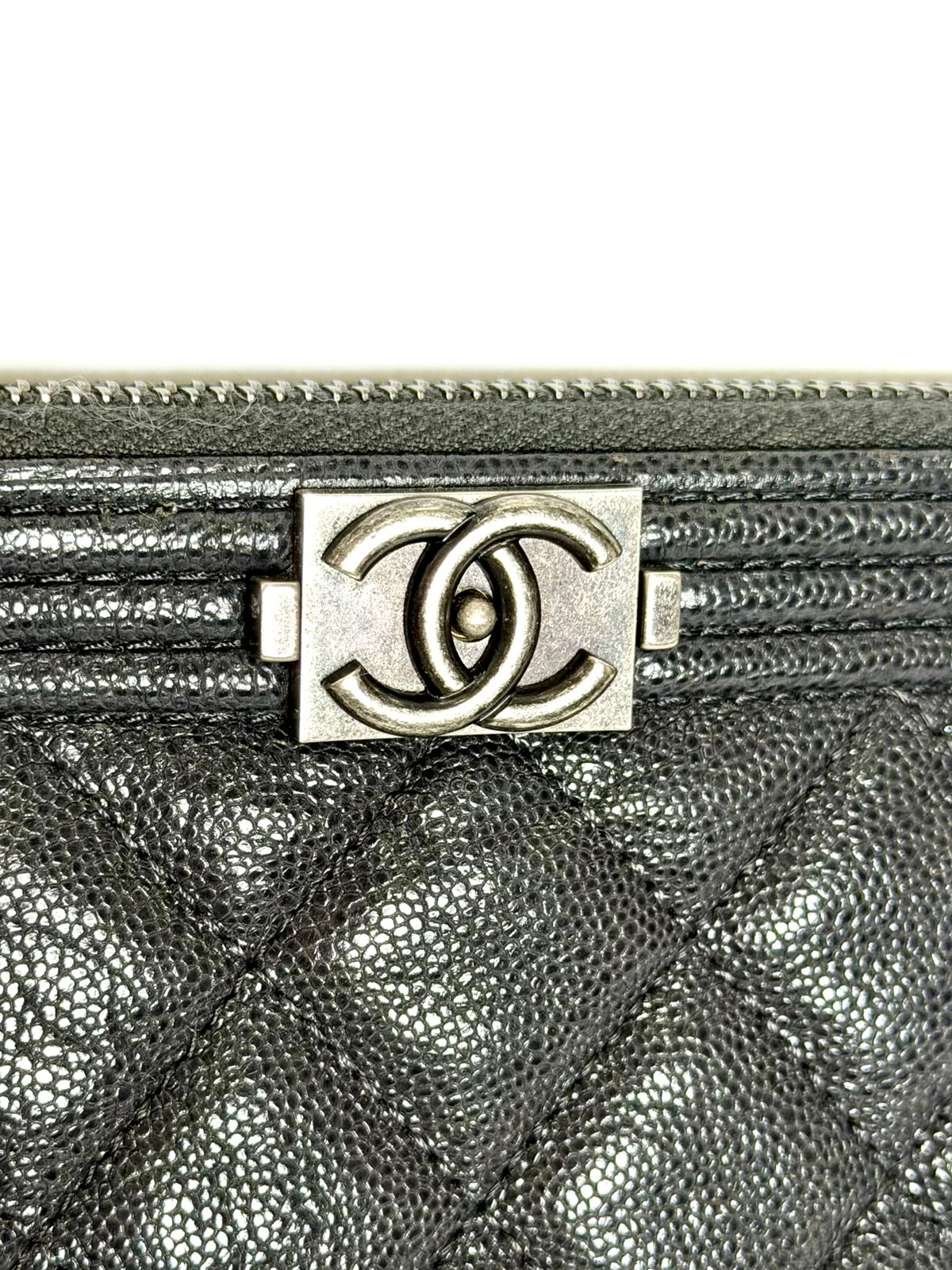 CHANEL CAVIAR QUILTED LEATHER BOY O-CASE CLUTCH BAG