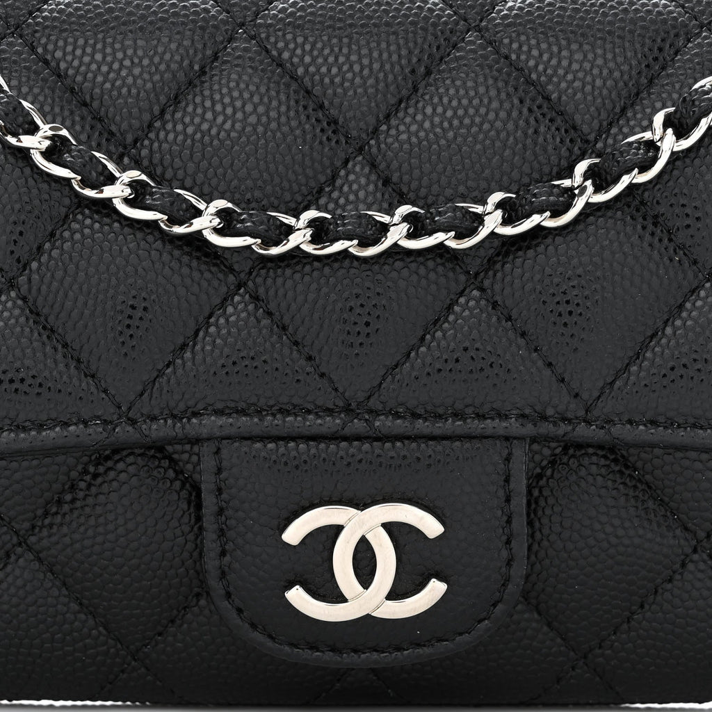 CHANEL CAVIAR QUILTED GLASSES CELL PHONE CASE WITH CHAIN
