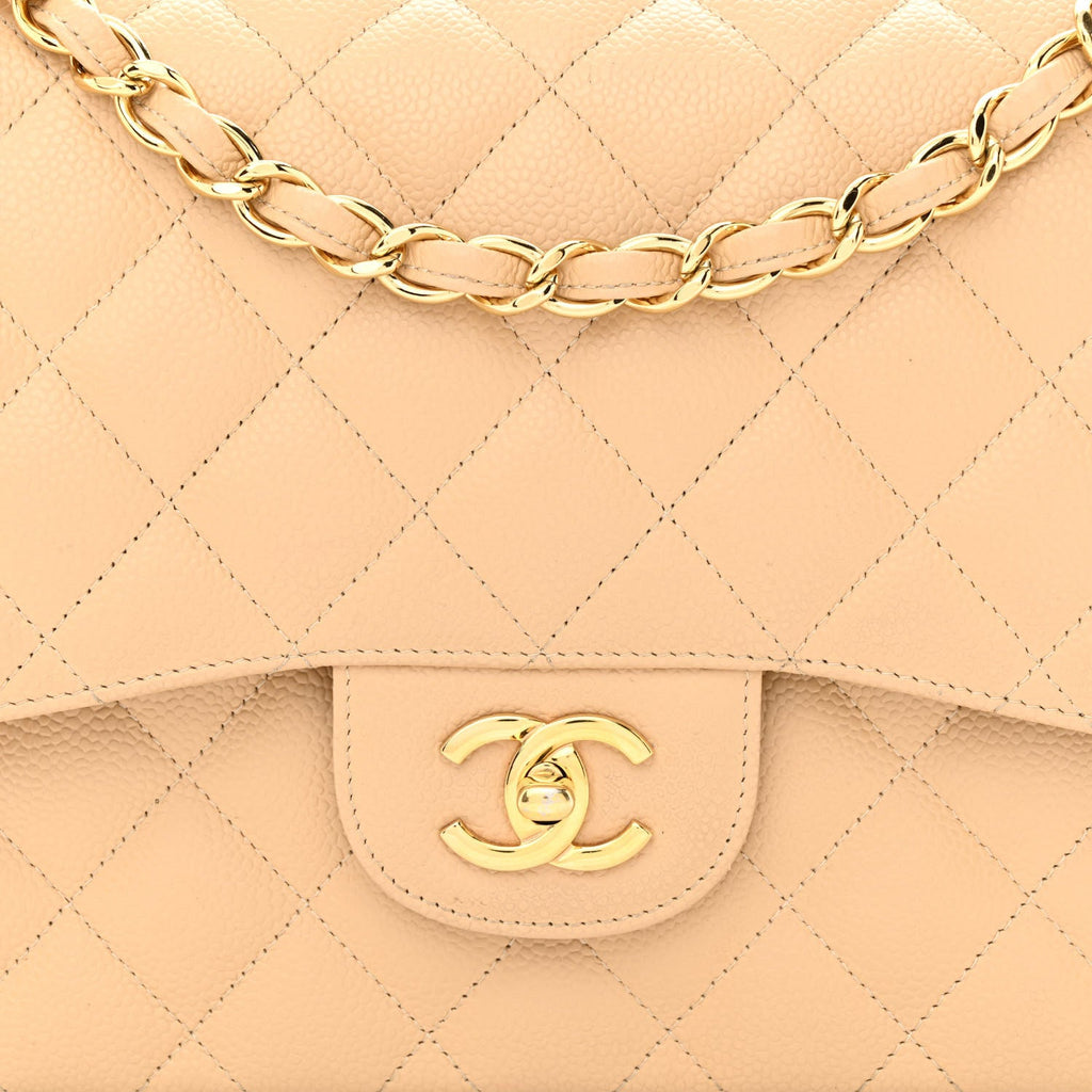 CHANEL CAVIAR QUILTED JUMBO DOUBLE FLAP SHOULDER BAG