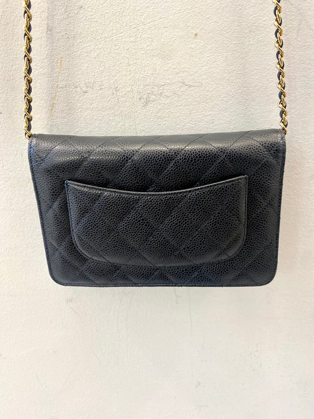 CHANEL CC CAVIAR QUILTED  WALLET ON A CHAIN