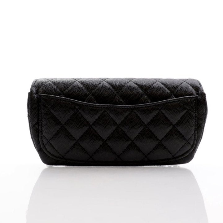 CHANEL QUILTED CAVIAR LEATHER GLASSES CHAIN CASE