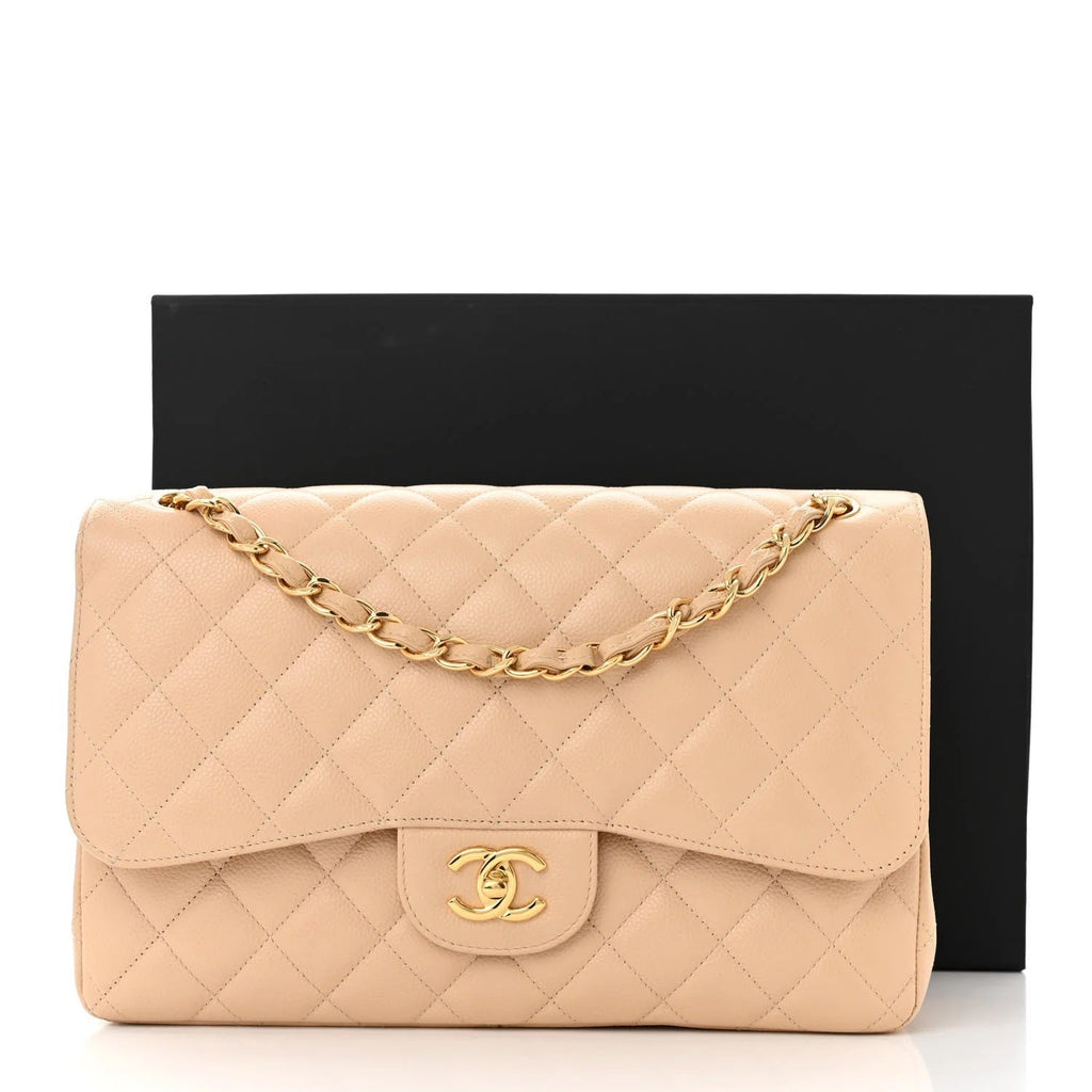 CHANEL CAVIAR QUILTED JUMBO CLASSIC DOUBLE FLAP BAG