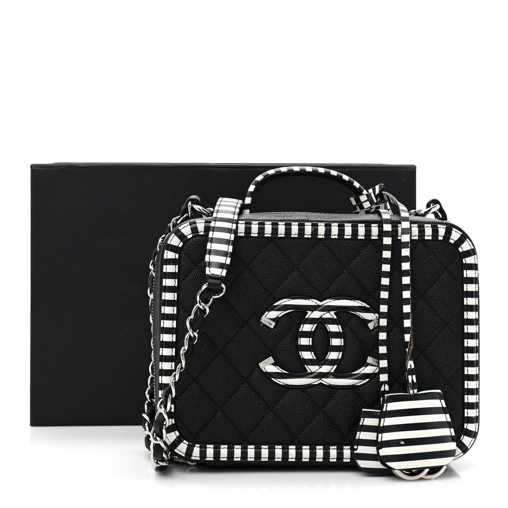 CHANEL CAVIAR QUILTED MEDIUM CC FILIGREE VANITY CASE
