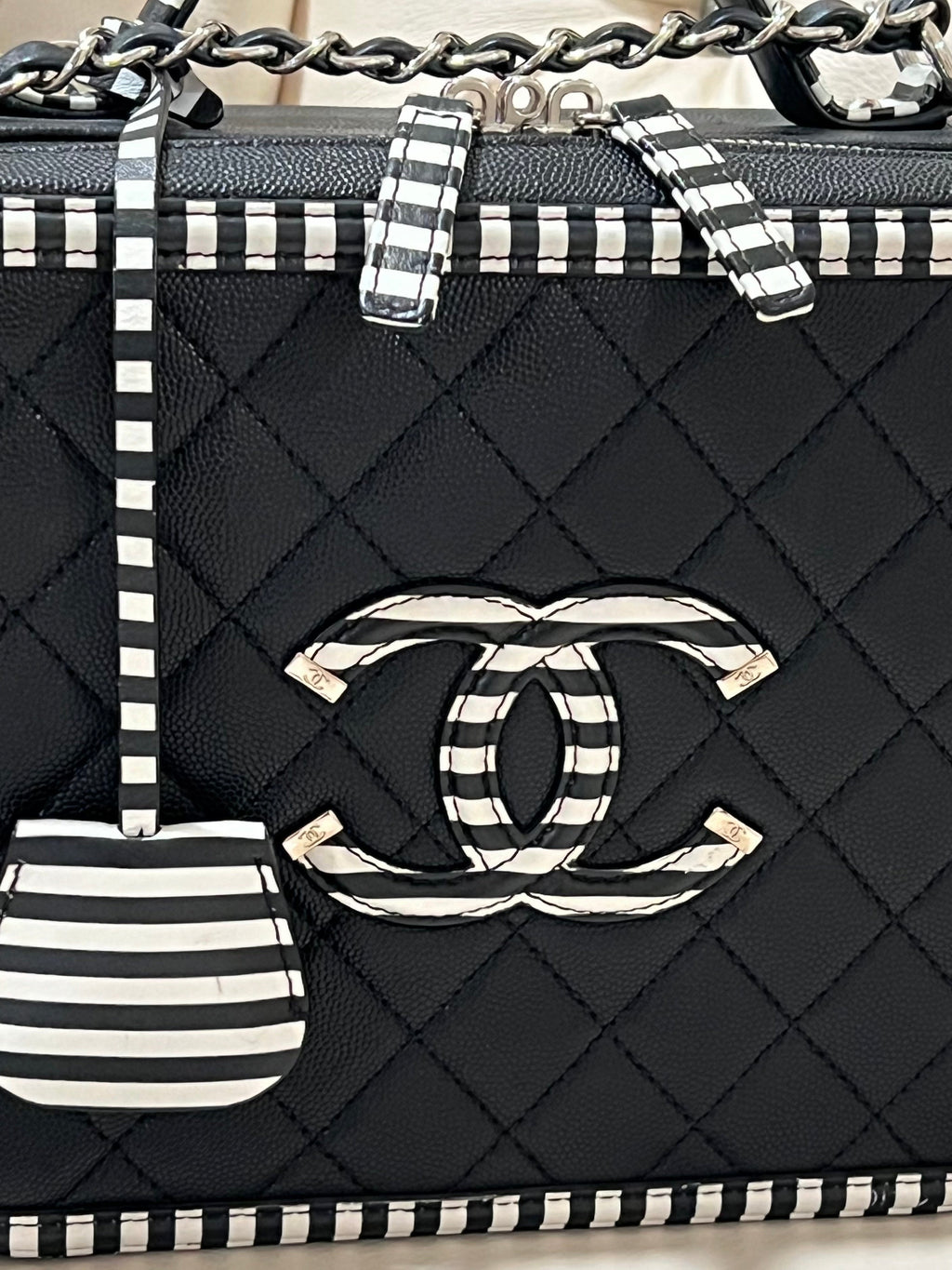 CHANEL CAVIAR QUILTED MEDIUM CC FILIGREE VANITY CASE