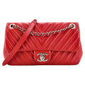 CHANEL DOUBLE STITCH CHEVRON LAMBSKIN MEDIUM FLAP BAG