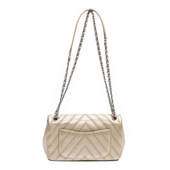 CHANEL CHEVRON QUILTED CALFSKIN STUDDED FLAP SMALL SHOULDER BAG