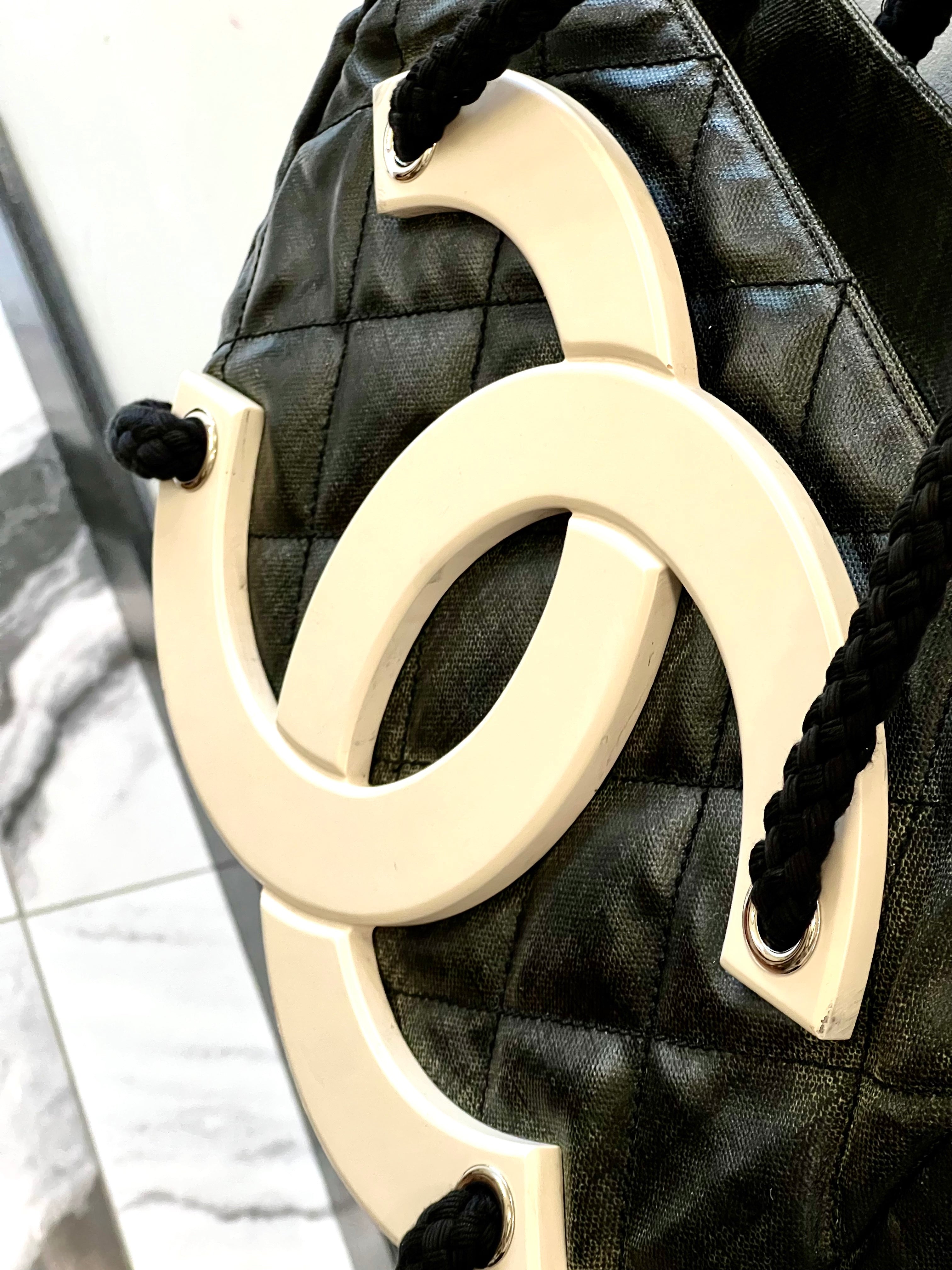CHANEL COATET CANVAS LARGE CC TOTE BAG