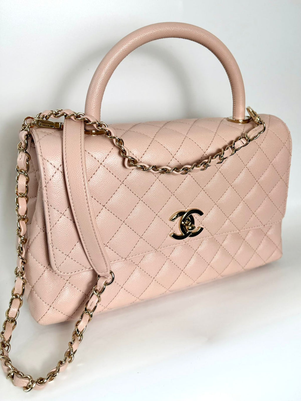 CHANEL COCO TOP HANDLE CAVIAR QUILTED MEDIUM FLAP BAG