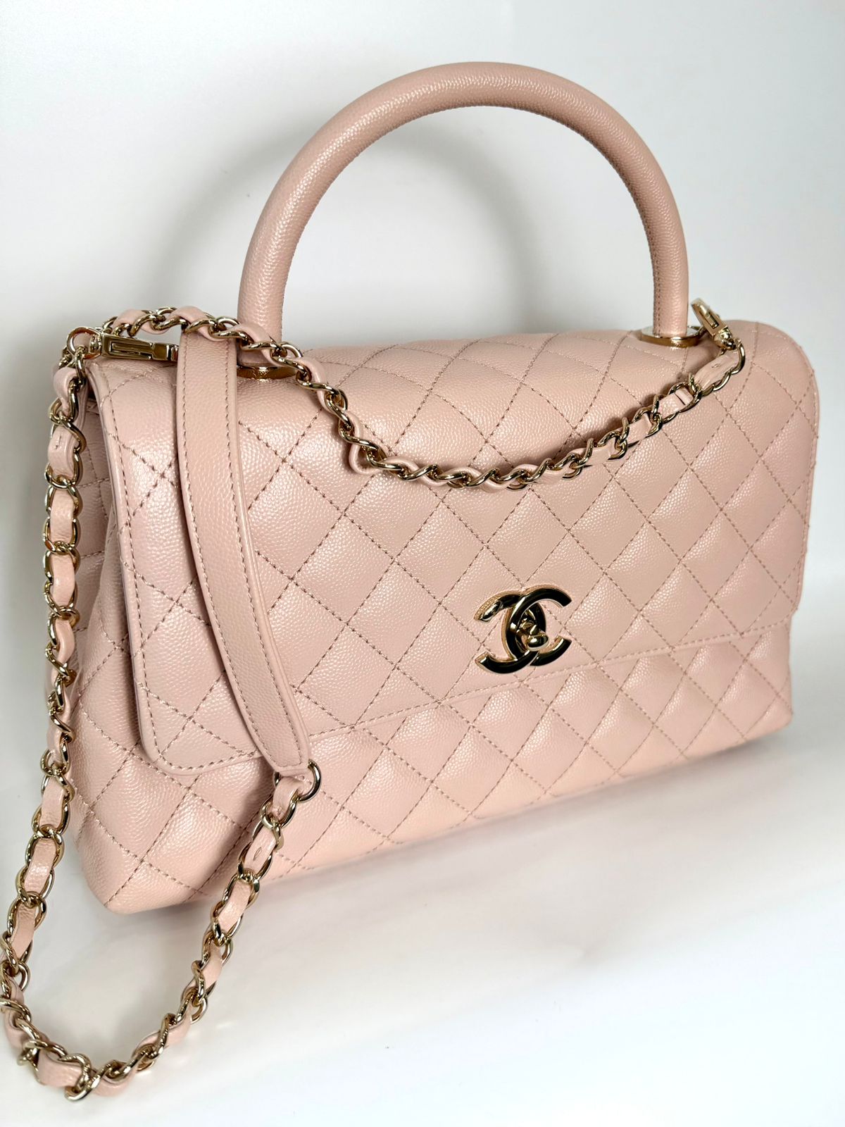 CHANEL COCO TOP HANDLE CAVIAR QUILTED MEDIUM FLAP BAG