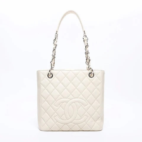 CHANEL COCO MARK QUILTED LAMBSKIN CHAIN TOTE BAG
