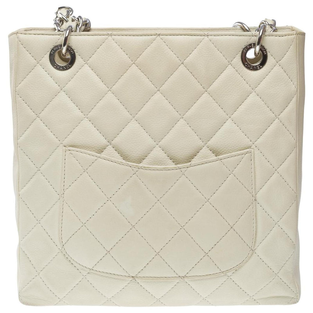 CHANEL COCO MARK QUILTED LAMBSKIN CHAIN TOTE BAG