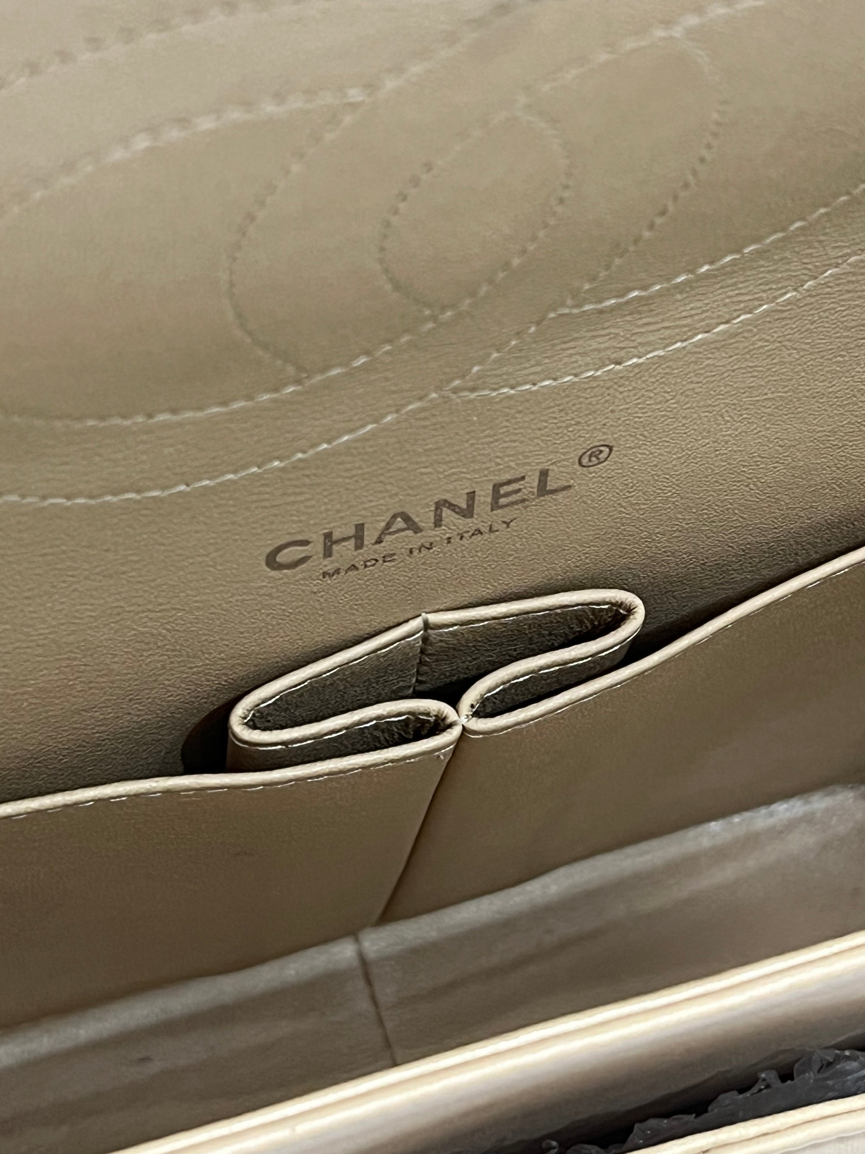 CHANEL QUILTED LAMBSKIN DOUBLE FLAP BEIGE SHOULDER BAG