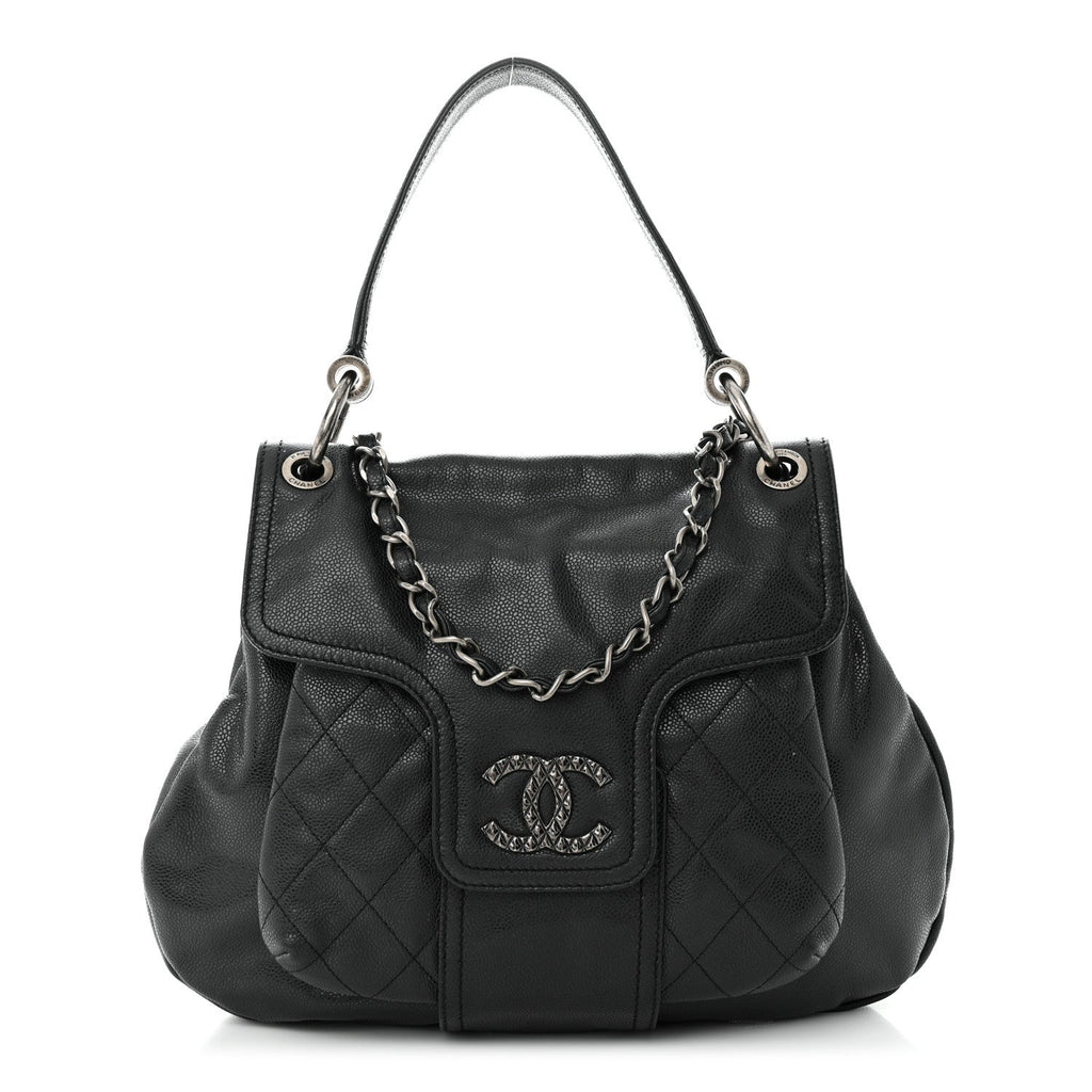 CHANEL GLAZED CAVIAR COCO RIDER FLAP BAG
